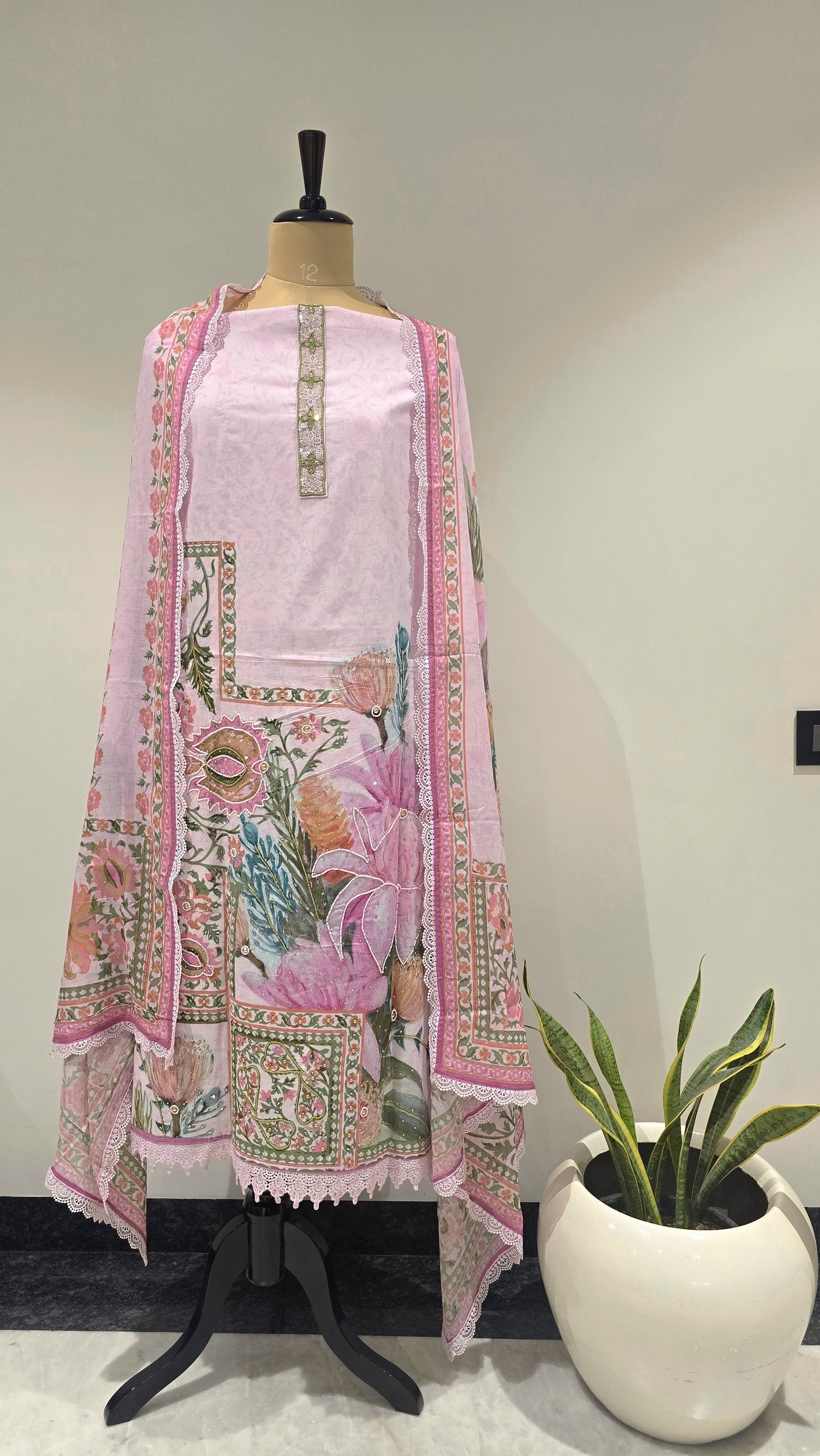 Pink Aangan Amber Beadwork Suit