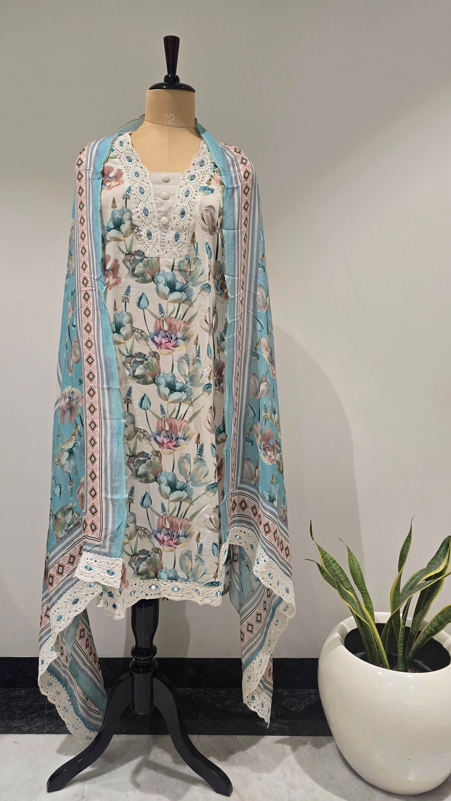 Blue Floral Studio Suit