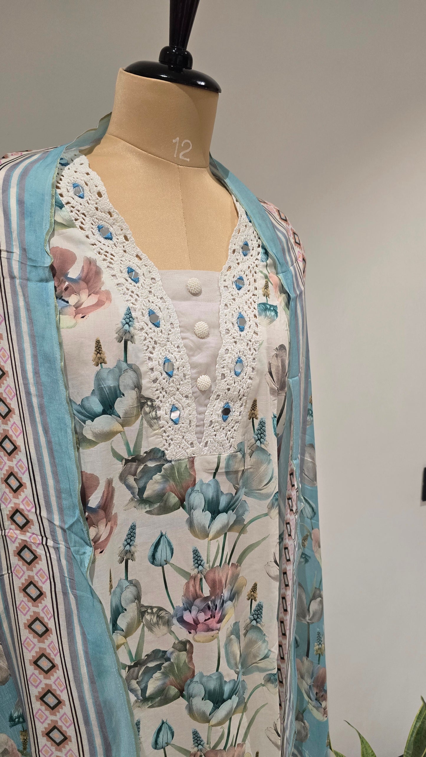 Blue Floral Studio Suit