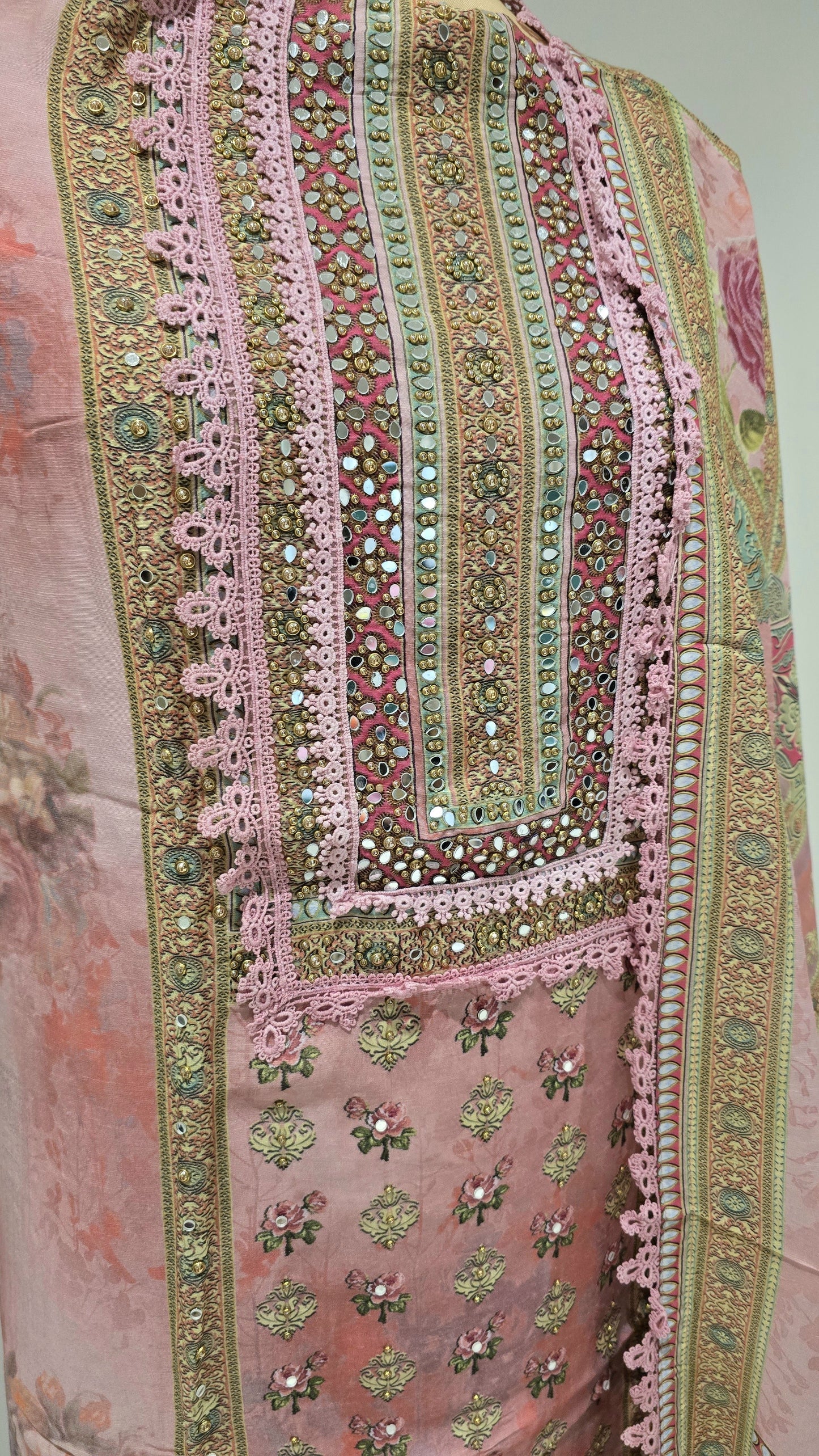 Pink Mehfil Mirror Work Suit