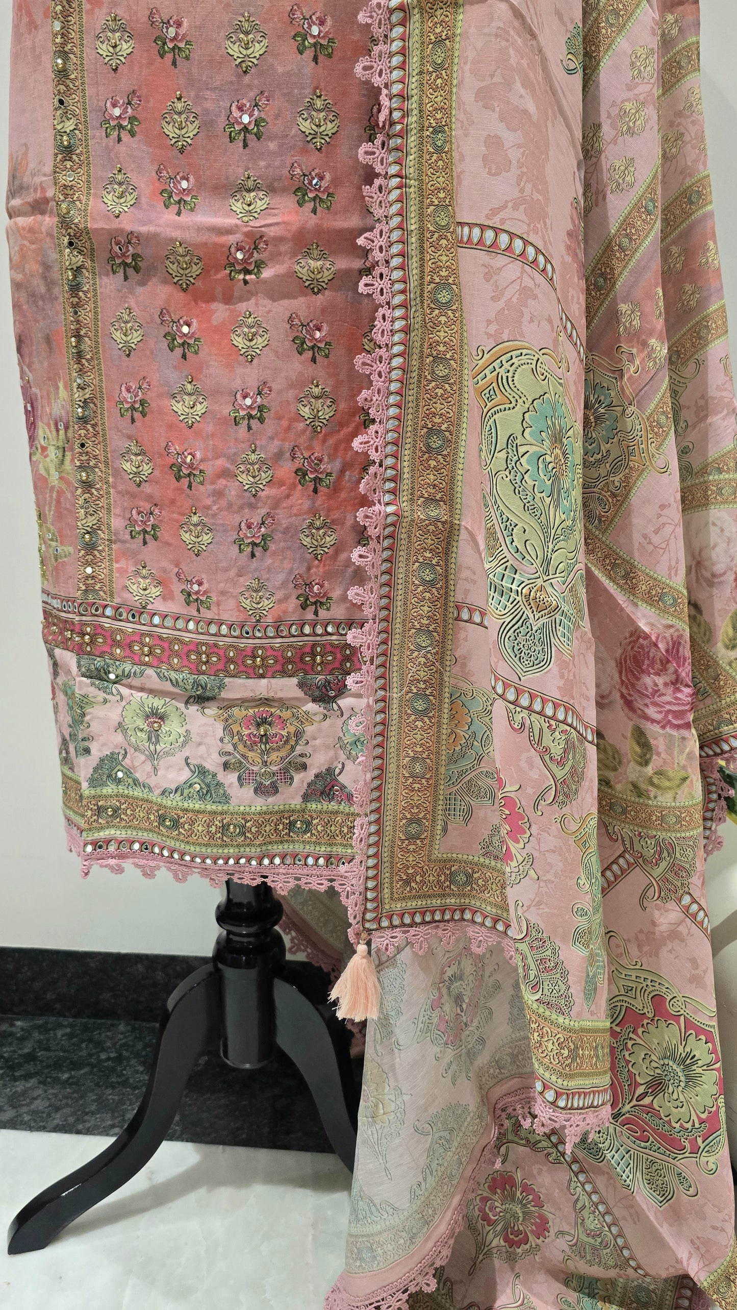 Pink Mehfil Mirror Work Suit