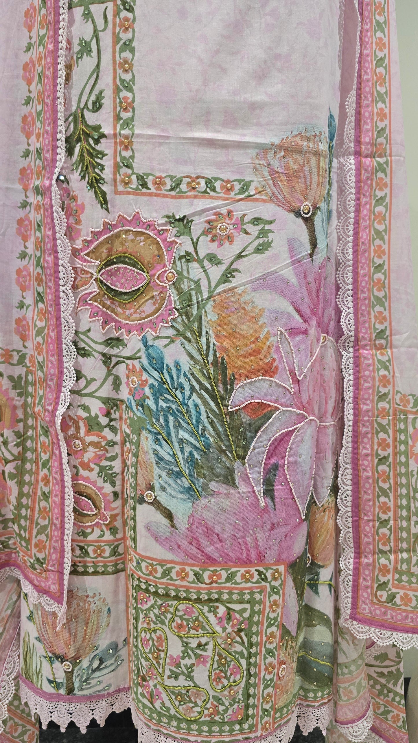 Pink Aangan Amber Beadwork Suit