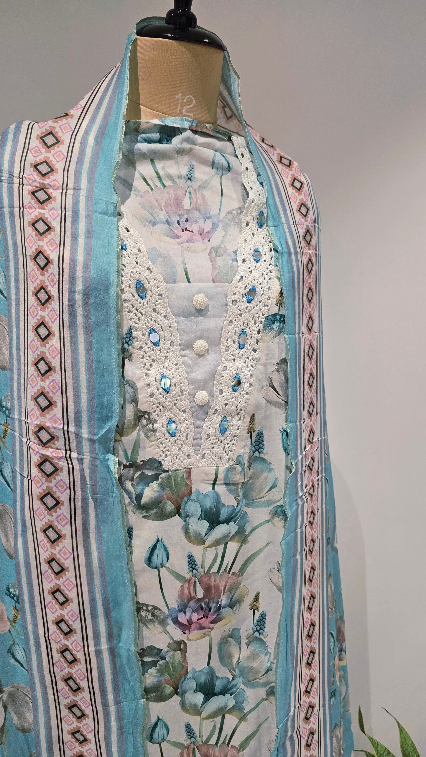 Blue Floral Studio Suit