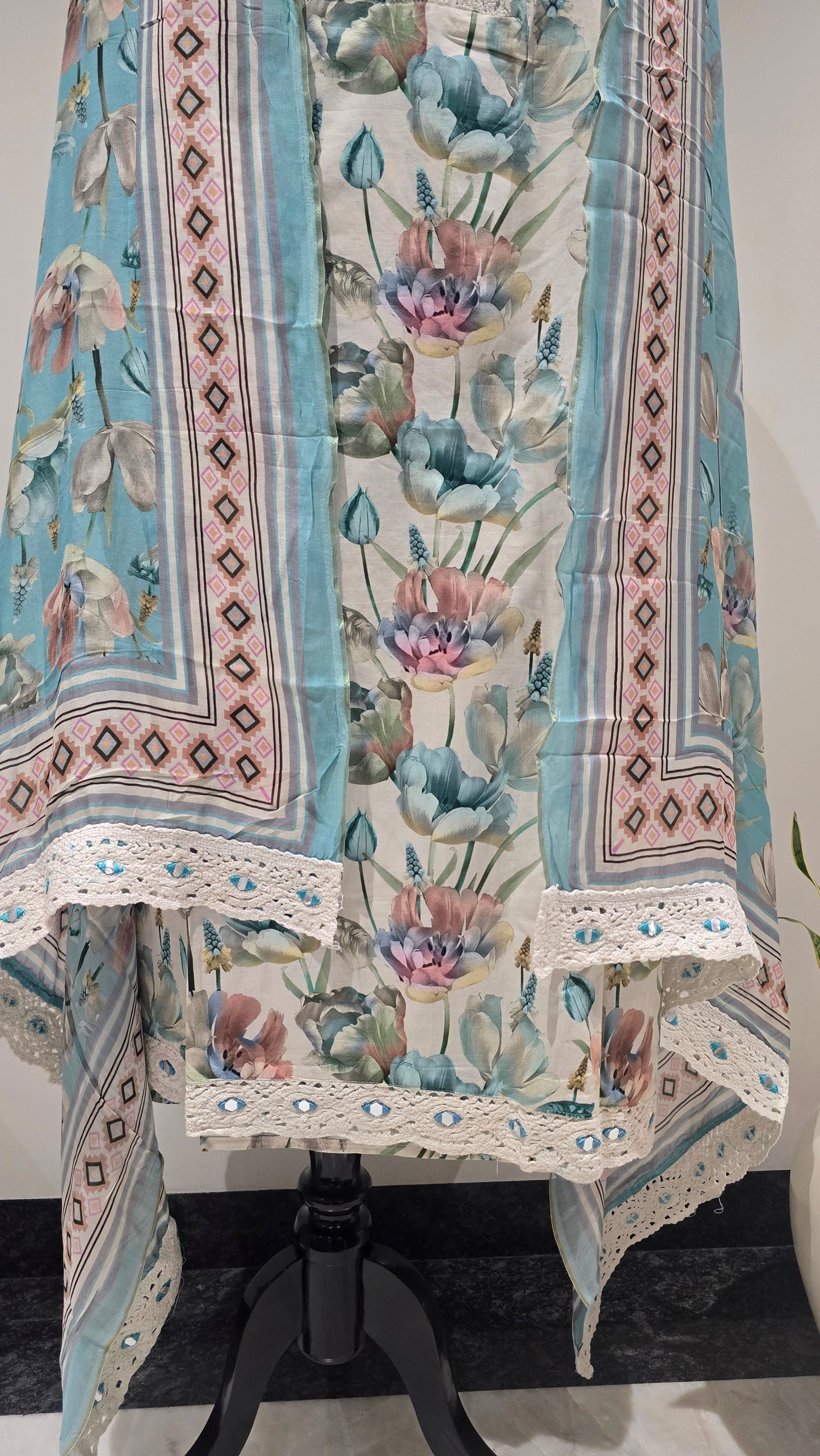 Blue Floral Studio Suit