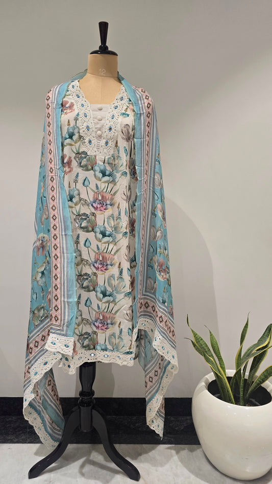 Blue Floral Studio Suit