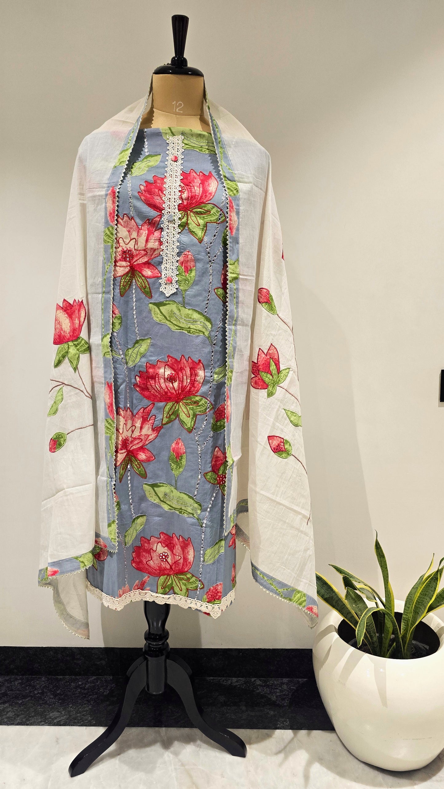 Grey & Red Suhana Suit