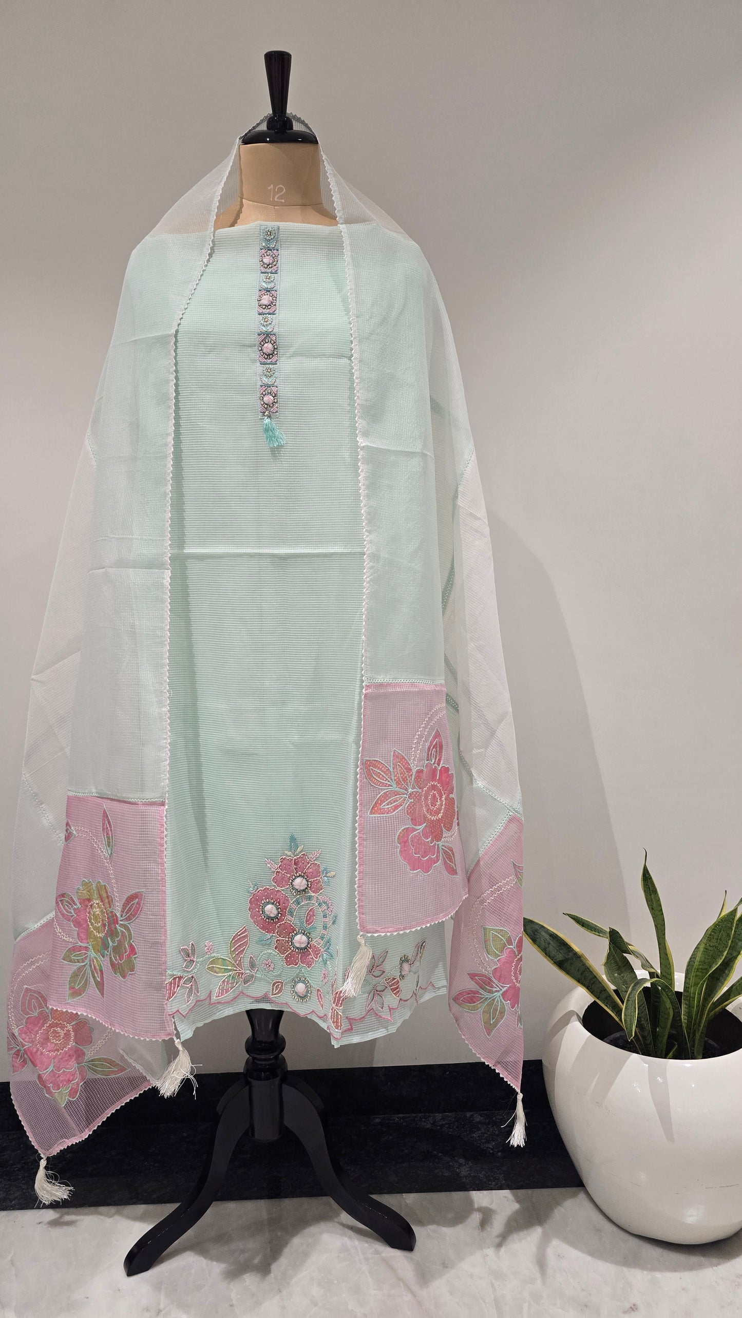 Mint Green Gulblush Dual Tone Suit