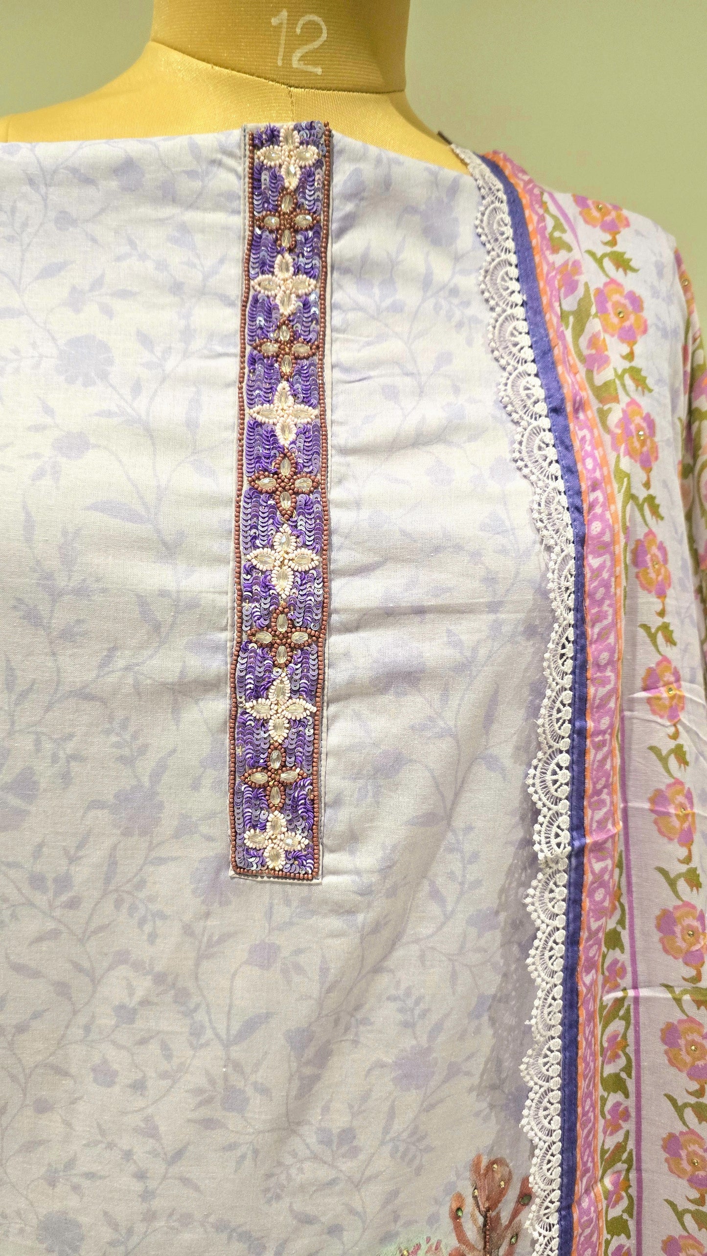 Purple Aangan Amber Beadwork Suit