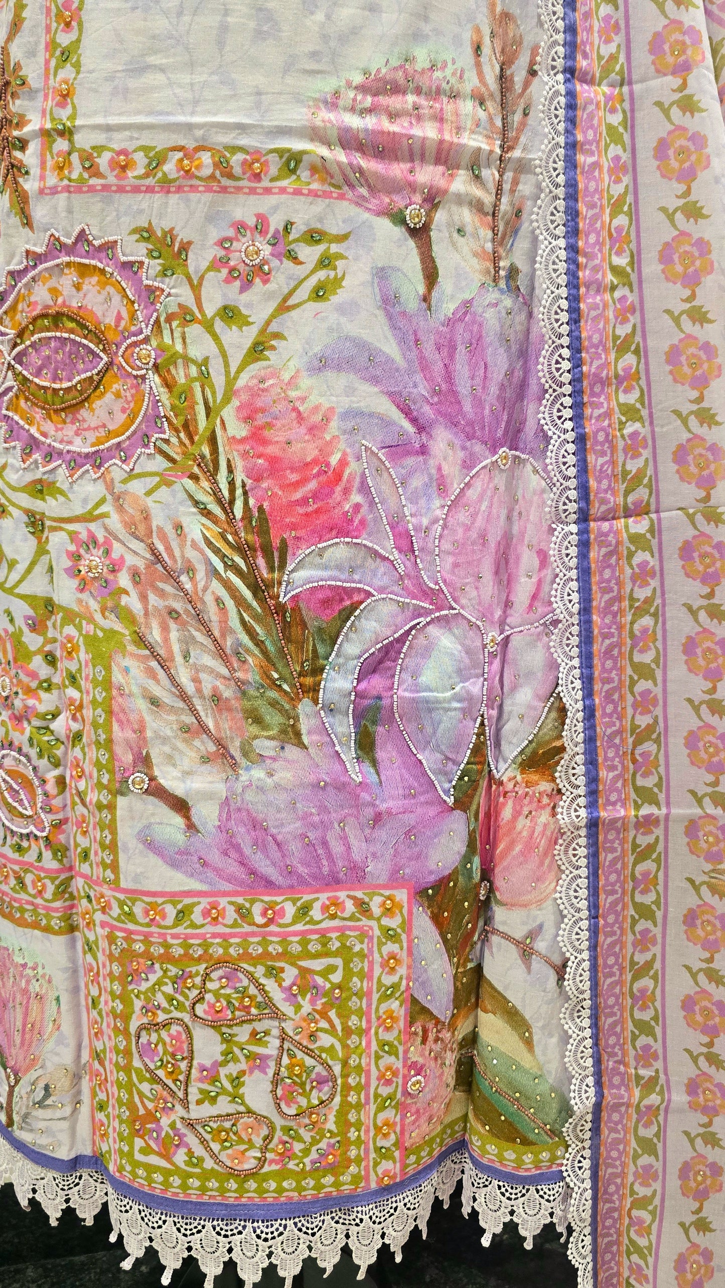 Purple Aangan Amber Beadwork Suit