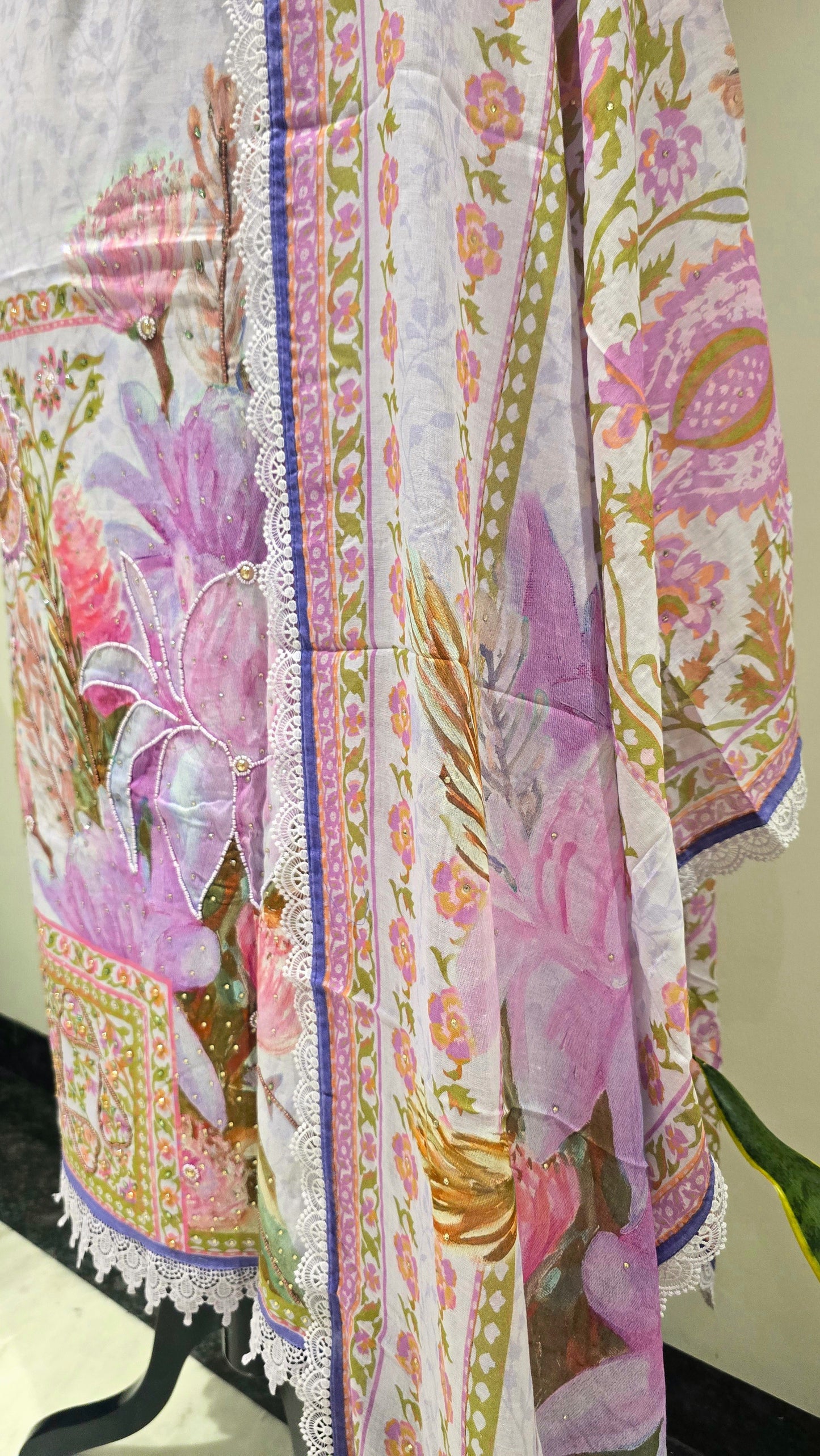 Purple Aangan Amber Beadwork Suit