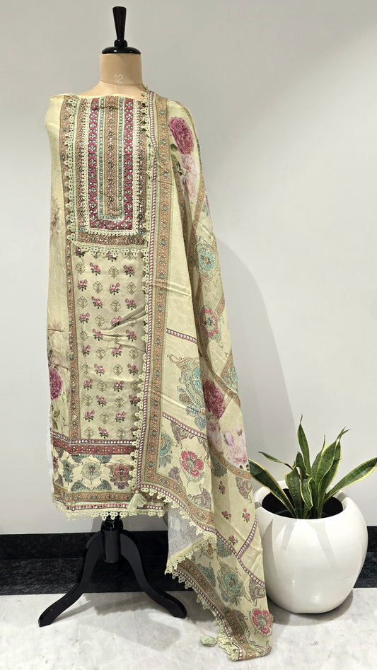 Pistachio Mehfil Mirror Work Suit