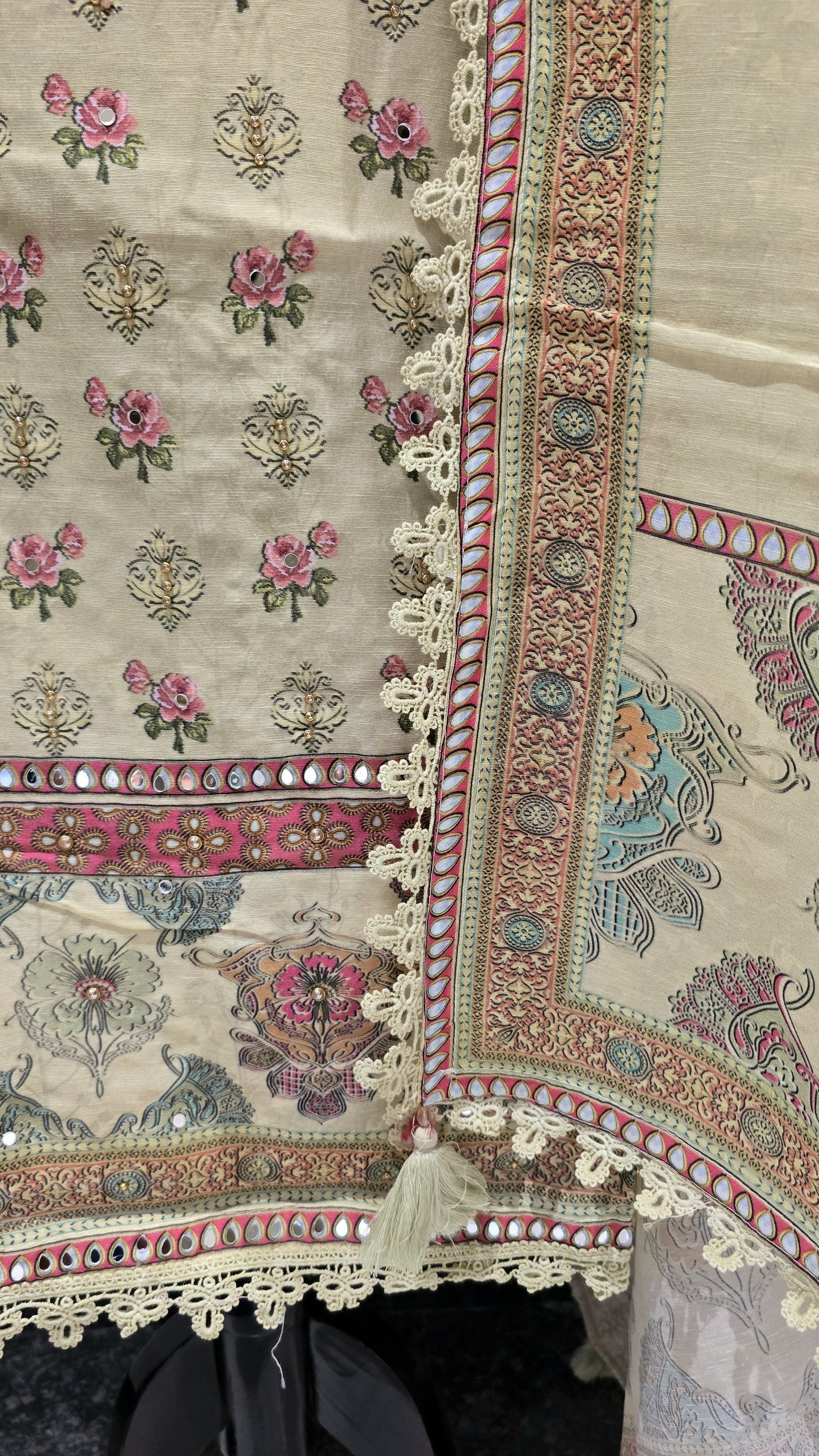 Pistachio Mehfil Mirror Work Suit