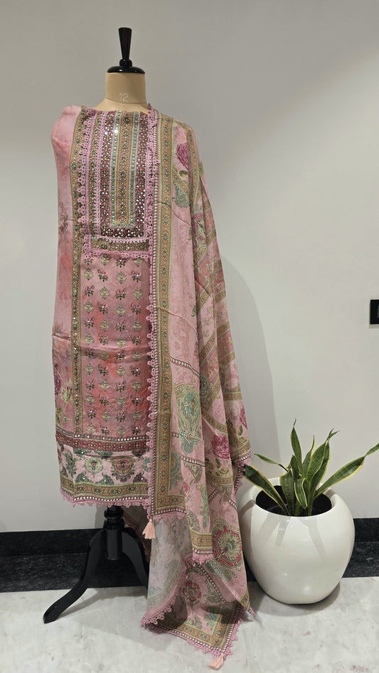 Pink Mehfil Mirror Work Suit